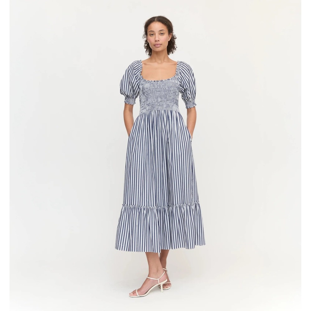 Hill House Home The Louisa Nap Dress - Navy Stripe Size LNavy Stripe / XXS